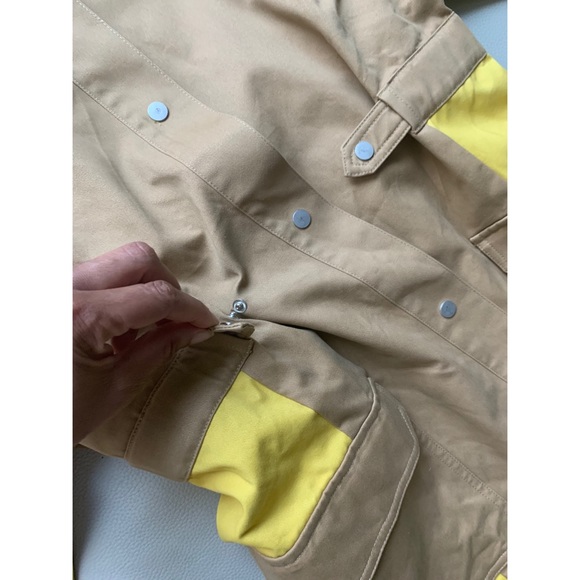 NWT Super Chic trench coat khaki w/yellow SZ L - Picture 5 of 9